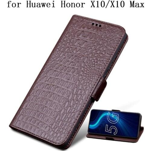 New Genuine Leather Phone Case forHuawei Honor X10 Flip Wallet Case Cover forHuawei Honor X10 Max with Card Slots Magnetic Bag