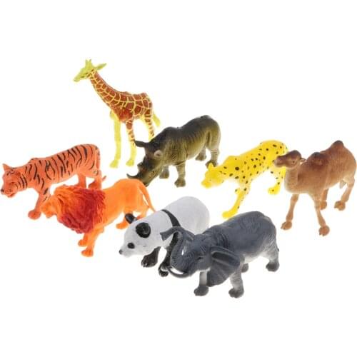 LOT 8 Plastic Zoo Animal Giraffe Panda Camel Model Figures KIDS TOY GIFT