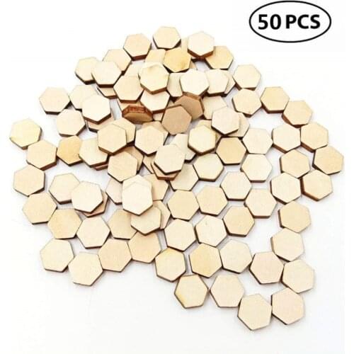 50pcs 30mm 1.18inch Blank Hexagon Cutout Wooden Chips Scrapbooking Embellishment Craft DIY Craft Supplies Wedding Decor