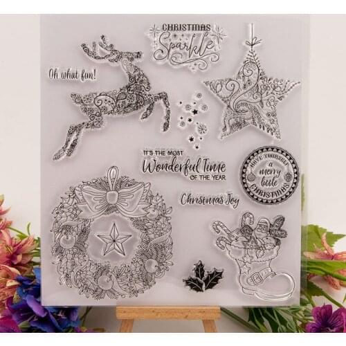 Christmas Clear Silicone Stamps for DIY Scrapbooking/Card Making/Kids Christmas Decoration Supplies Popular A1241