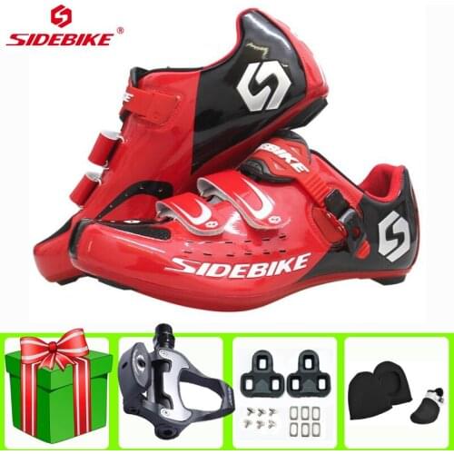 Sidebike Cycling Road Shoes Men Bike PU Breathable Self-locking Sapatilha Ciclismo SPD-SL Pedals Women Riding Cycling Sneakers
