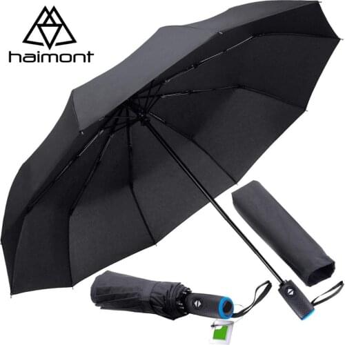 Haimont Resistant Folding Automatic Umbrella Rain Women Auto Luxury Windproof Umbrellas Rain For Men Black Coating 10K Parasol