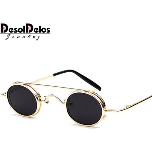 Small Round Steampunk Sunglasses Men Women Retro Metal Clip on Steam Punk Sun Glasses for Male Vintage Gothic Goggles