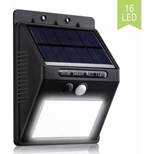 16LED Outdoor Solar Wall Lamp PIR Motion Sensor Garden Light Waterproof Solar Powered Spotlight Sunlight Street Light