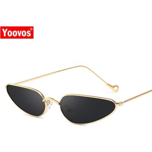 Yoovos 2021 Small Cat Eye Sunglasses Women Vintage Metal Black Cateye Sun Glasses Fashion Retro Brand Designer Sunglass UV400