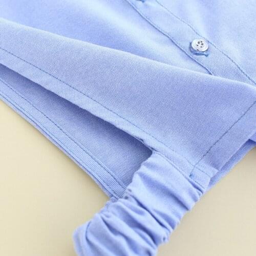 Oxford Cotton Blue Lapel False Collar Button Detachable Half Shirt Blouse Dickey X5XA