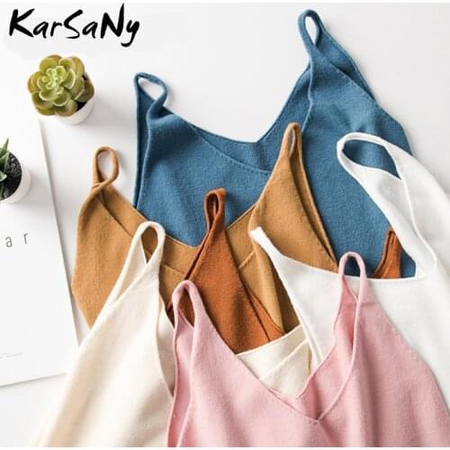 KarSaNy Womens Tops Knit Top Sleeveless Women 2020 Summer Things For Women V Neck Sexy Top Female White Knitted Sleeveless Tops