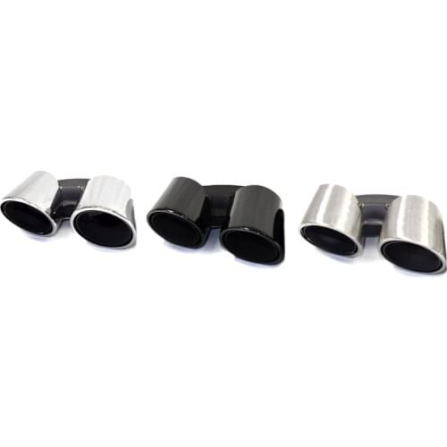 1 Pair Car Rear Diffuser Stainless Steel Muffler Tip End Tailpipe For 2017-2020 Porsche Panamera 4S Round Outlet Exhaust Pipe