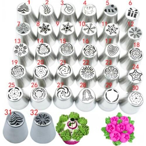 1pc Christmas Piping Nozzles Stainless Steel Flower Mouth Cream Pastry Tips Nozzles Bag Cake Decorating tools