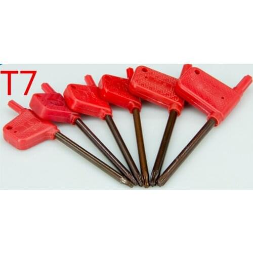 10pcs T7 Torx Burgundy Plastic Flag Type Wrench Spanner
