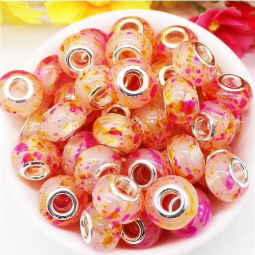10Pcs Red Color Flower Muranos Charm Big Hole Rondelle Spacer Slide Beads for Women Girls Hair Beads Bracelet DIY Jewelry Making