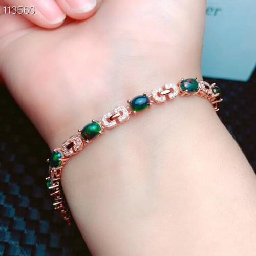 100% Natural Real Opal bracelet Solid S925 Sterling Silver For Women Colour Gem Stone Rings Fine Jewelry