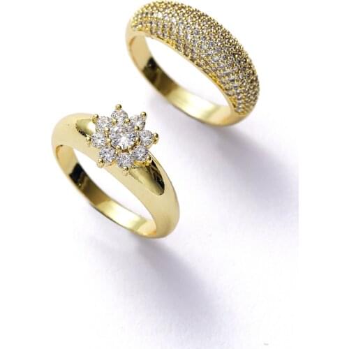 2020 Dec Finger Rings Women Round Crystal Caesar Ring Gold Color Ethnic Wedding Jewelry Ring