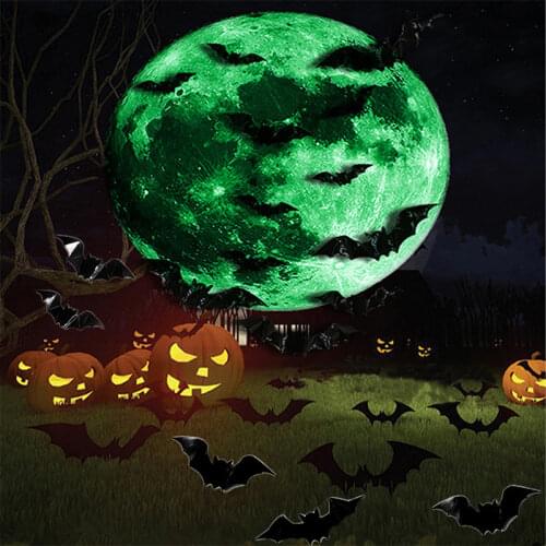 24/48pcs Halloween Decoration 3D Black PVC Bat Halloween Party DIY Decor Bar Room Halloween Party Scary Decos Props Wall Sticker