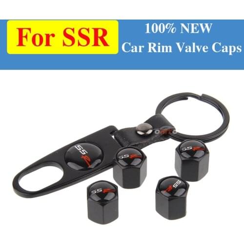 4pcs Leather Keychain Valve Caps Covers For SSR logo Car Accessory for Chevrolet lanos orlando captiva lacetti aveo niva cruze