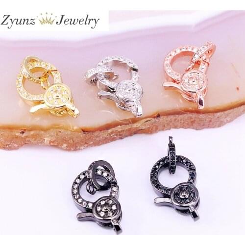 5PCS, Cubic Zirconia Lobster Clasp, NEW Gold, Black, Rose Gold, Silver Color Claw Clasp, CZ Pave Jewelry Findings