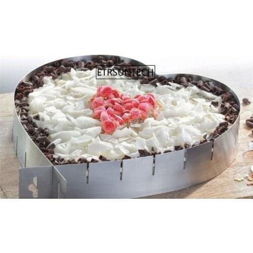 50pcs Stainless Steel Folding Love Shape Cake Mould Adjust The Size Of Dessert Mold Baking Tool