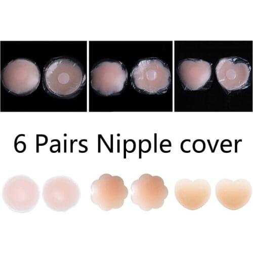 6 Pairs Cool Reusable Nipple Cover Self Adhesive Silicone Breast Nipple Covers Bra Pad Invisible Breast Petals for Party Dress