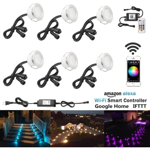 6X Smart WIFI Phone APP Control RGB/RGBW 45mm 12V ip67 Cabinet Stair Step LED Deck Rail Lights for Alexa Echo Google Home IFTTT