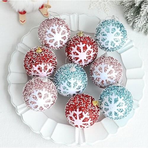 8cm Merry Christmas Foam Balls Glitter Rhinestone Christmas Tree Hanging Ball Xmas New Year Party Hanging Ornaments Supplies