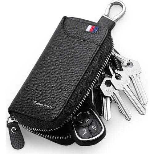 Brand wallet men Genuine Leather Key Wallets Men Women Car Key Holder Organizer Wallet Casual Keychain Zipper Key Ring Bag Purse