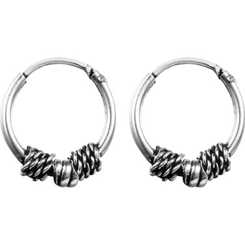 Gypsy Tribal Endless Circle Hoop Earrings Handmade Indian Vintage Thai Metal Color Small Earring Bali Wrap For Women Jewelry