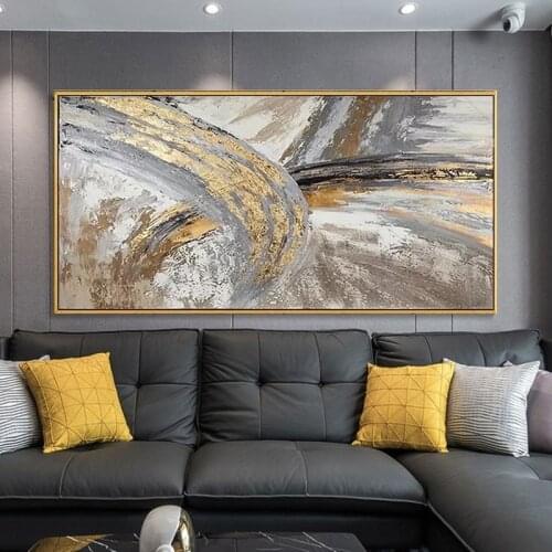 Home Decoration Modern Abstract Golden Oil Painting Golden Decoration Inkjet Canvas Painting Home Decoration (frameless)