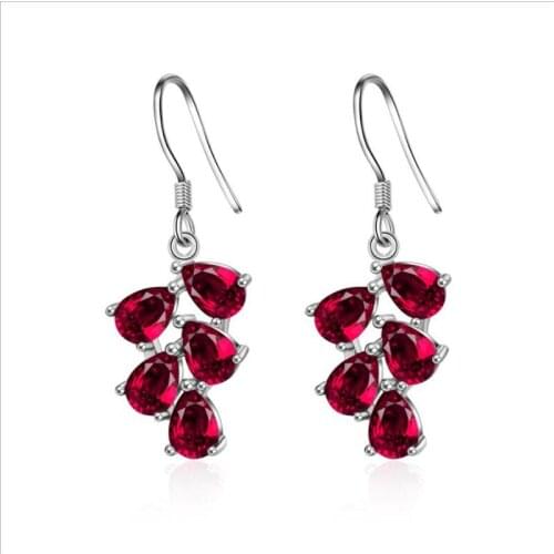 Everoyal Trendy Crystal Red Earrings Female Accessories Vintage Silver 925 Drop Earrings For Women Accessories Girls Birthday