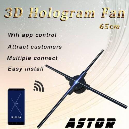 Hot sale 65cm HD 3D hologram display LED Fan amazing advertising light Multiple connections WIFI and bluetooth connet Air image