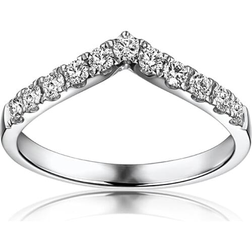 VS G F Solid 10k White Gold Engagement Ring Wedding Band Moissanites Anniversary Party Fine Jewelry V Shape Classic Brilliant