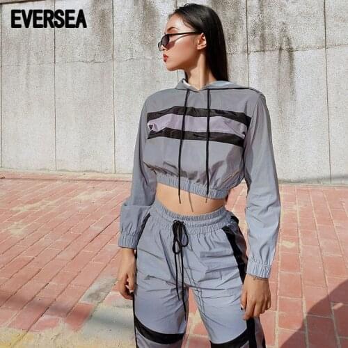 Eversea Sport Style Matching Set Reflect Light Cool Streetwear Fashion Causal Contrast Color Two Pieces