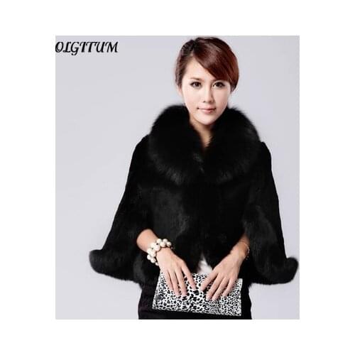 HOT ! 2020 New fashion Black And White Fur Overcoat Imitation Rabbit Fur Faux Fox Collar Fur Coat Mink Hair Rabbit Hair Jacket