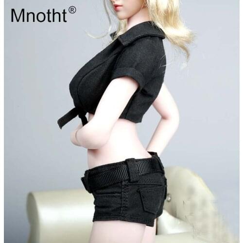 Mnotht 1/6 Scale Female Solider Katarina Suit Clothes FG002 Black shirt With Short Pants Shoes For 12in Action Figure Toys