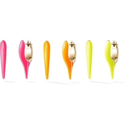 Gold color fashion girl women jewelry Candy Colorful Neon enamel Huggie spike hoop earring multi piercing small hoops
