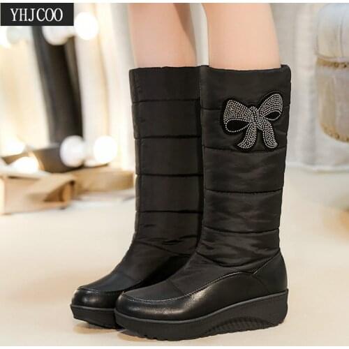 Fashion Snow Boots Insulated Womens 2020 Winter Warm Plush Boots Women Waterproof Mid Calf Platform Boots Slip On Plus Size 44