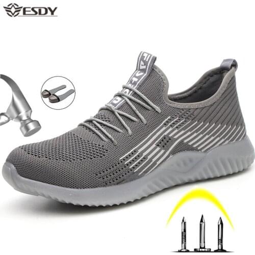 Mens Safety Work Shoes Steel Toe Cap Boots Lightweight Non-slip Puncture-Proof Construction Work Sneakers Breathable Shoes Male