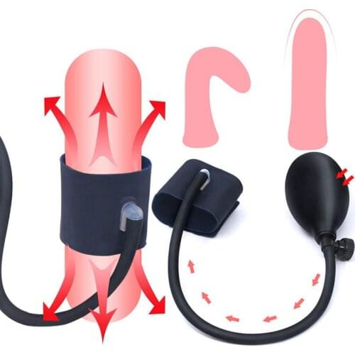 Inflatable Penis Pump Enlargement Cock Ring Silicone Pumping Sleeve Penis Erection Lock Semen Rings Scrotum Sleeve Male Sex Toy