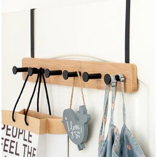 Nordic 1 Creative Door Back Cabinet Hook Rack Clothes And Hats Sundry Shelf Clothes Storage Rack Bag No Punching Hook Shelf