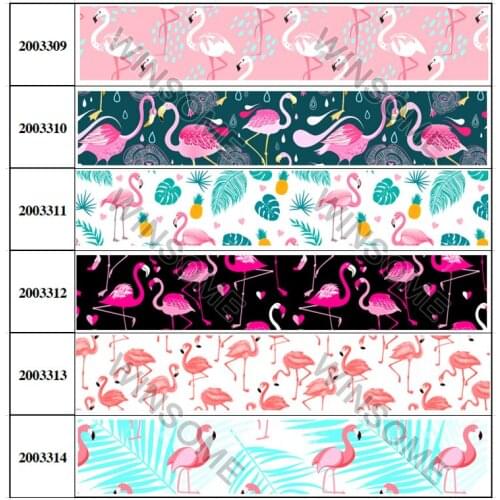 New 10yards different sizes cartoon Flamingo ribbon printed grosgrain ribbon