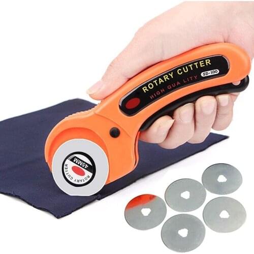 New 45mm Rotary Cutter Sewing with 5PCS 45mm Blades Round Cloth Guiding Cutting Machine Quilting Fabric Craft Tool Kit