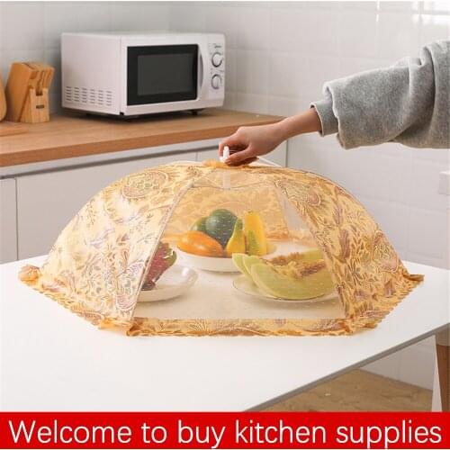 NEW Foldable Dining Table Food Cover Umbrella Type Anti-fly Mosquito Meal Cover Lace Food Cover Dining Table Kitchen Accessories