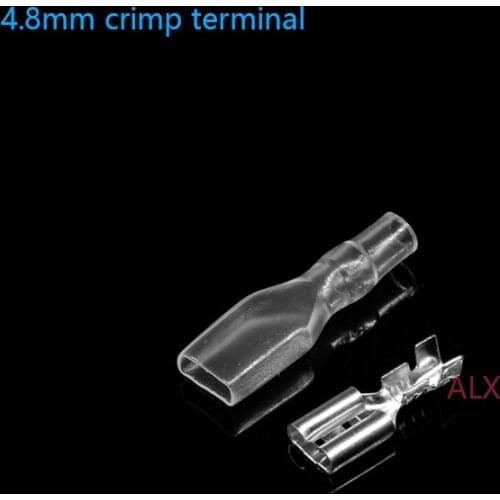 100PCS (50set) 4.8mm crimp terminal female spade connector Splice With Insulating Sleeves 4.8 MM Cold pressed terminals and case
