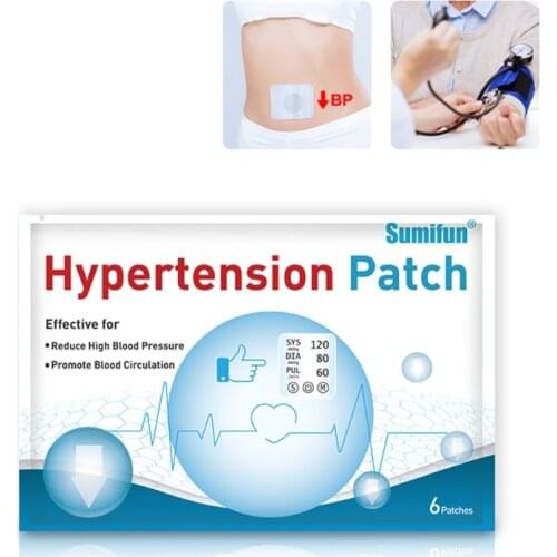 6Pcs/Pack Hypertension Patches Chinese Herbal Reduce High Blood Pressure Control Plaster Promote Circulation Treatment Navel Sti