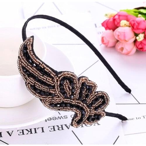 1Pcs Womens Black Crystal Rhinestone Hair Band Solid Shiny Head Hoop Head Wear Ladies Kids Party Gift Hair Ornaments
