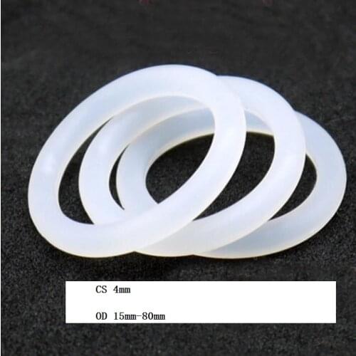 4mm Silicone O-Ring Food Grade Seal Washer White Rubber O Ring OD 15 mm - 80 mm