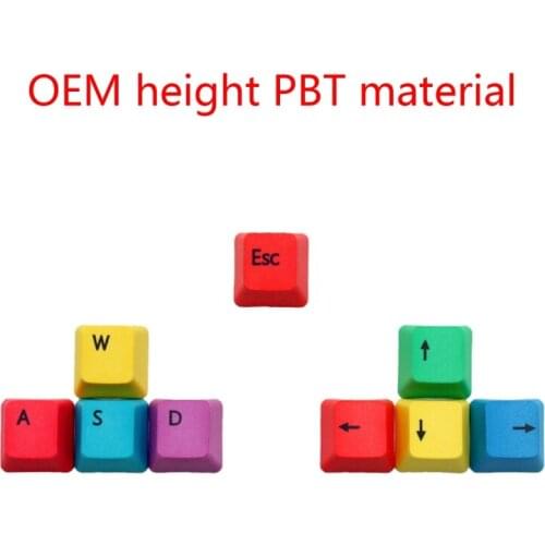 Replaceable WASD Mechanical Keyboard Keycaps OEM Profile PBT RGBY Modifiers 9 Keys -Laser Engraved Keycaps