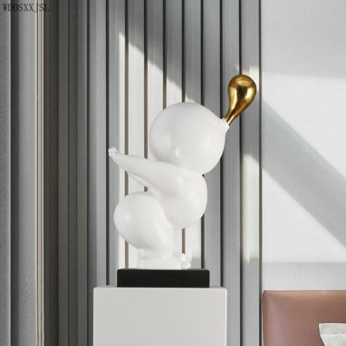 Modern simplicity creative abstract art decoration resin crafts living room bubble blowing character sculpture resin decoration