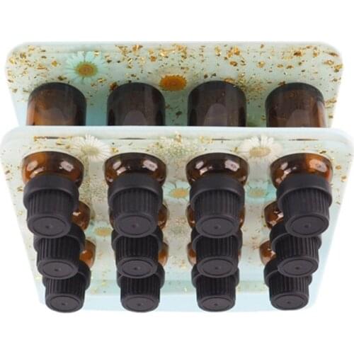 R58E 1 Set Crystal Epoxy Resin Mold Essential Oil Storage Rack Silicone Mould DIY Crafts Decorations Organizer Display Stand