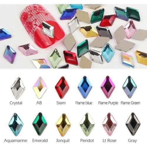 5x8mm Crystal AB Rhombus Nail Glitter Rhinestones Glass Flat Back 3D Diamond Paillette Nail Art Decorations New Arrive