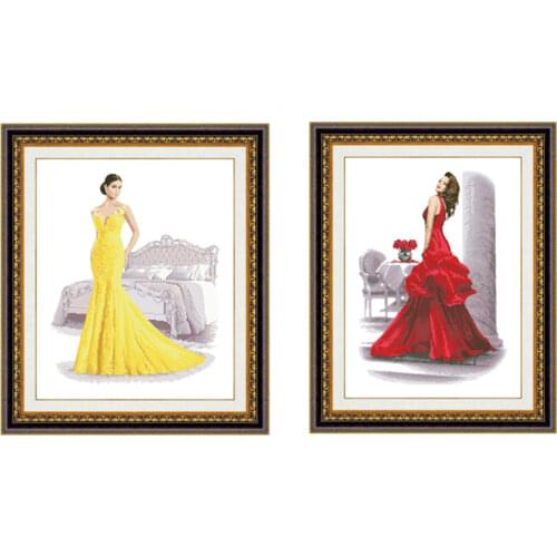 A beautiful woman cross stitch lady in dress package 18ct 14ct 11ct cloth cotton thread embroidery DIY handmade needlework